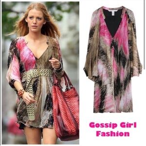 Diane Von Furstenberg Pink and Black 100% silk dress/ tunic